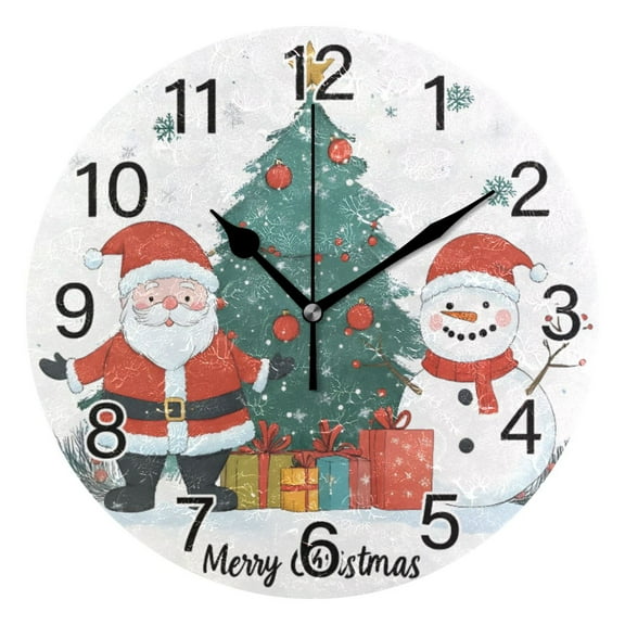 Ryvnso Santa Claus Snowman Wall Clock Non Ticking Silent Kitchen Clock Battery Operated Clocks 10 inch