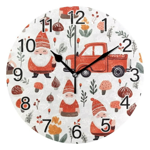 Ryvnso Santa Claus and Truck Wall Clock Non Ticking Silent Kitchen Clock Battery Operated Clocks 10 inch