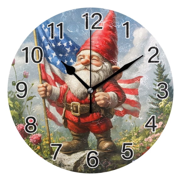 Ryvnso Santa Claus in Forest Wall Clock Non Ticking Silent Kitchen Clock Battery Operated Clocks 10 inch