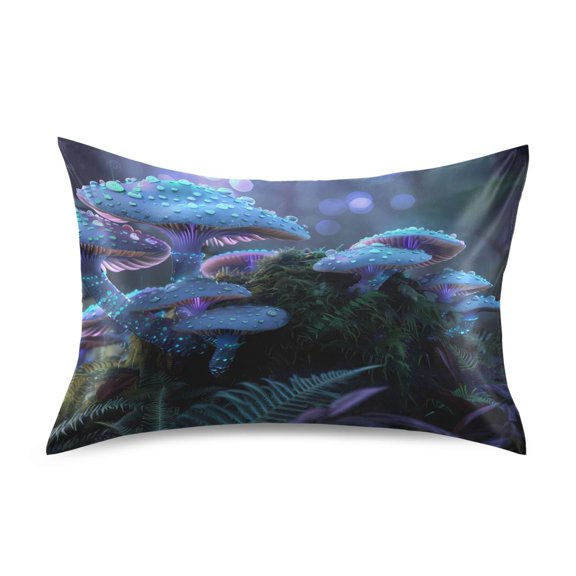 Ryvnso Satin Pillowcase Blue Magic Mushroom Pillow Cases Standard Size 30x20in