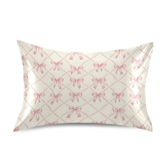 Ryvnso Satin Pillowcase Bows Checkered Pillow Cases Standard Size 26x20in