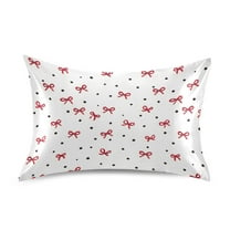 Ryvnso Satin Pillowcase Bows Print Pillow Cases Standard Size 26x20in