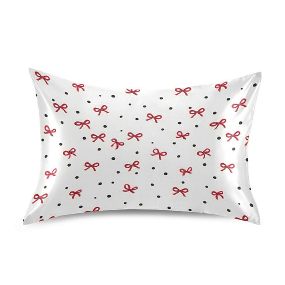 Ryvnso Satin Pillowcase Bows Print Pillow Cases Standard Size 26x20in