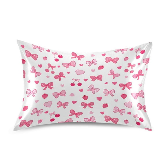Ryvnso Satin Pillowcase Bows and Strawberry Pillow Cases Standard Size 30x20in