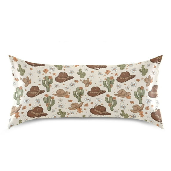 Ryvnso Satin Pillowcase Cactus Cowboy Hat Pillow Cases Standard Size 40x20in