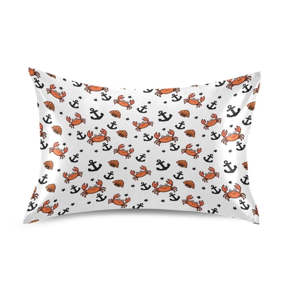 Ryvnso Satin Pillowcase Crabs Seashells Anchors Pillow Cases Standard Size 26x20in
