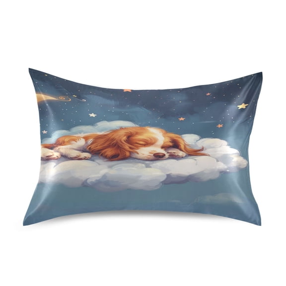 Ryvnso Satin Pillowcase Cute Dog Sleeping in Magic Cloud Pillow Cases Standard Size 26x20in