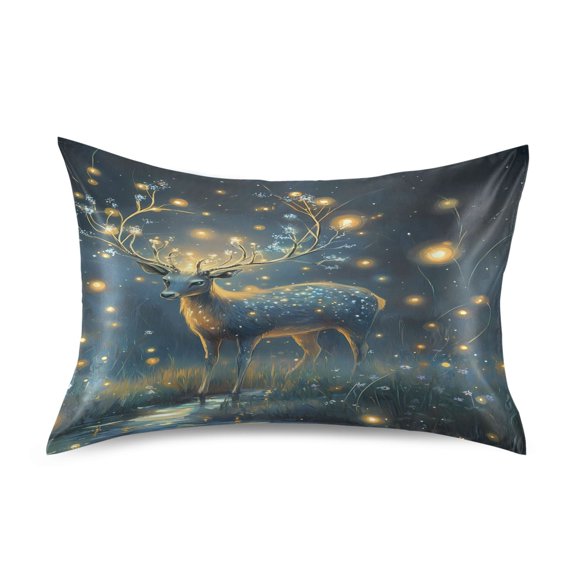 Ryvnso Satin Pillowcase Deer Magic Night Pillow Cases Standard Size 30x20in