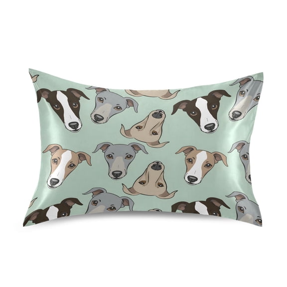 Ryvnso Satin Pillowcase Dogs Cartoon Heads Pillow Cases Standard Size 26x20in