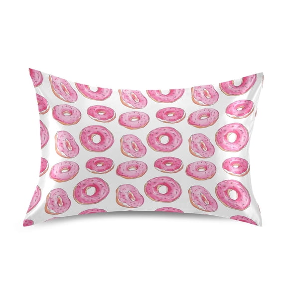 Ryvnso Satin Pillowcase Donut Pattern Pillow Cases Standard Size 26x20in