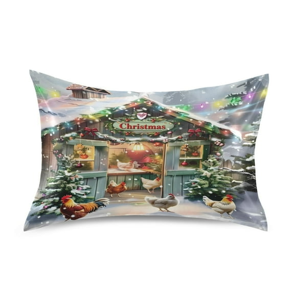 Ryvnso Satin Pillowcase Farmhouse Christmas Pillow Cases Standard Size 30x20in
