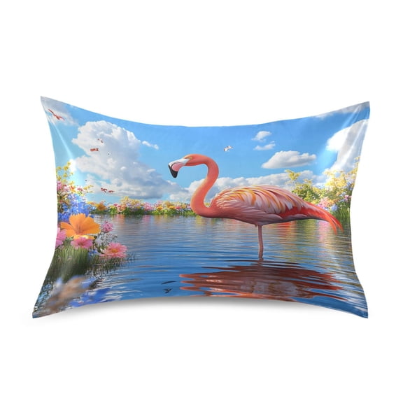 Ryvnso Satin Pillowcase Flamingo Flower River Pillow Cases Standard Size 26x20in