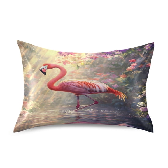 Ryvnso Satin Pillowcase Flamingo View Pillow Cases Standard Size 26x20in