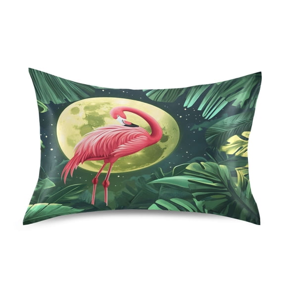 Ryvnso Satin Pillowcase Flamingo and Moon Pillow Cases Standard Size 26x20in