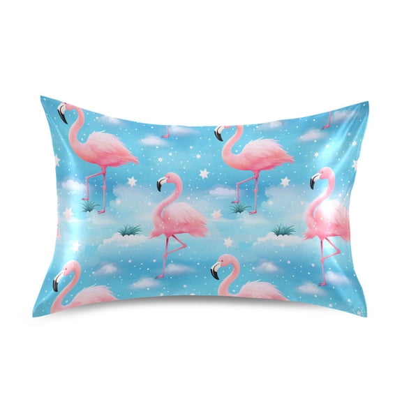 Ryvnso Satin Pillowcase Flamingo and Stars Pillow Cases Standard Size 26x20in