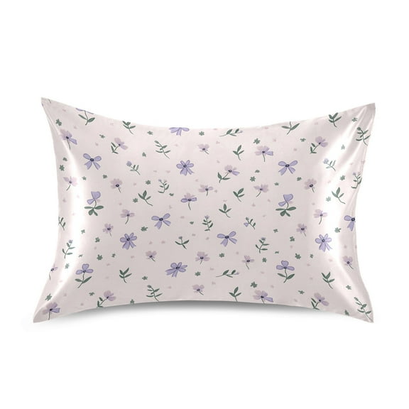 Ryvnso Satin Pillowcase Floral Bows Pillow Cases Standard Size 26x20in