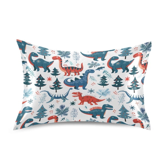 Ryvnso Satin Pillowcase Funny Cartoon Dinosaurs Pillow Cases Standard Size 26x20in