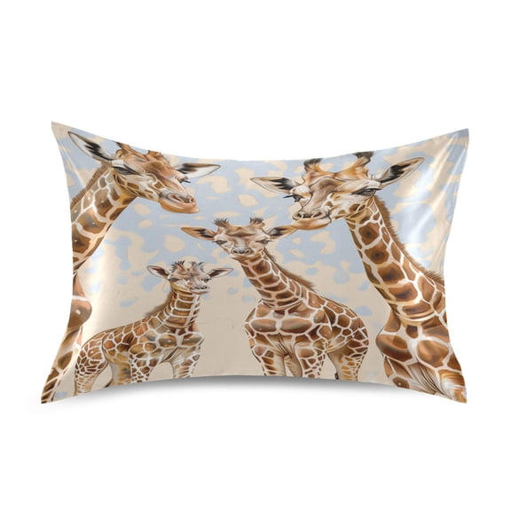 Ryvnso Satin Pillowcase Giraffe Family Pillow Cases Standard Size 26x20in