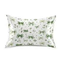 Ryvnso Satin Pillowcase Green Bows Pillow Cases Standard Size 26x20in