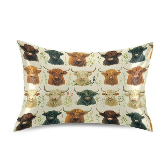 Ryvnso Satin Pillowcase Highland Cattles Pillow Cases Standard Size 30x20in