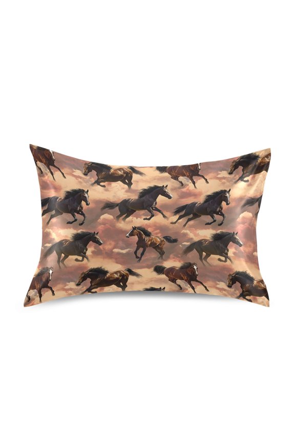 Satin Pillowcase Horses Running Pillow Cases Standard Size 26x20in