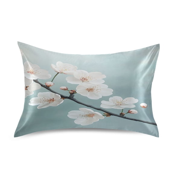 Ryvnso Satin Pillowcase Jasmine Flower on Branch Pillow Cases Standard Size 26x20in