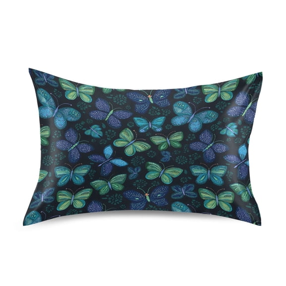 Ryvnso Satin Pillowcase Magic Butterfly Green Pillow Cases Standard Size 26x20in