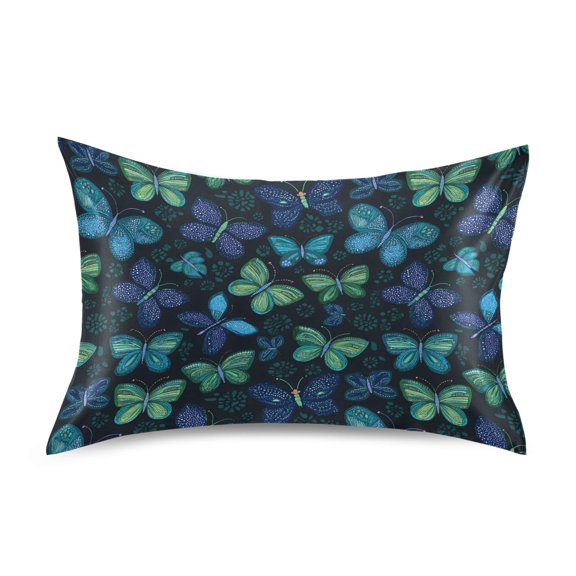 Ryvnso Satin Pillowcase Magic Butterfly Green Pillow Cases Standard Size 30x20in