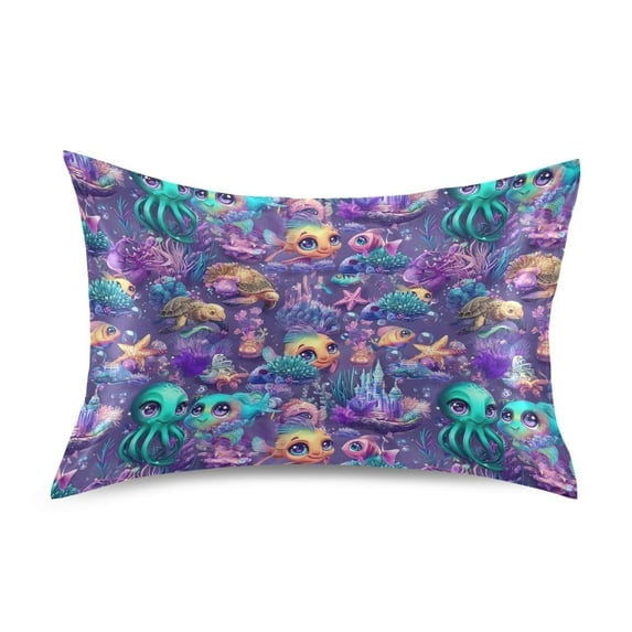 Ryvnso Satin Pillowcase Magic Fish Ocean Castle Pillow Cases Standard Size 30x20in