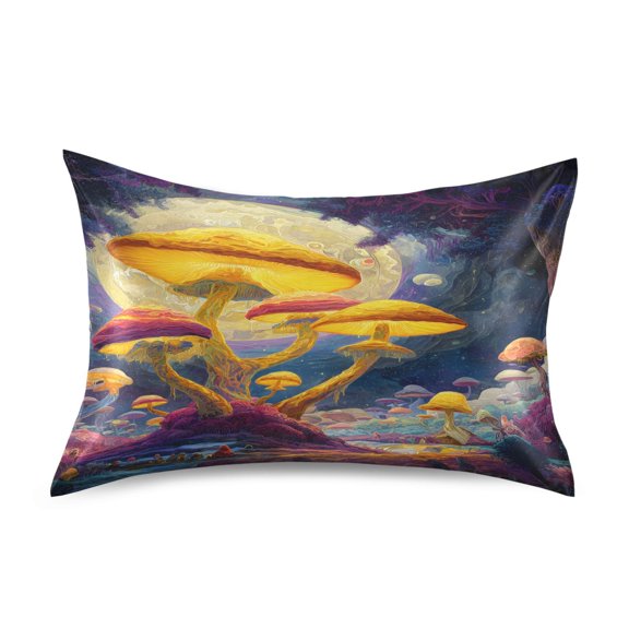 Ryvnso Satin Pillowcase Magic Mushroom Forest Pillow Cases Standard Size 26x20in