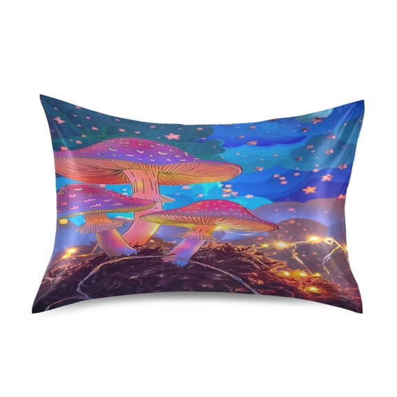 Ryvnso Satin Pillowcase Magic Mushroom Stars Moon Pillow Cases Standard Size 30x20in