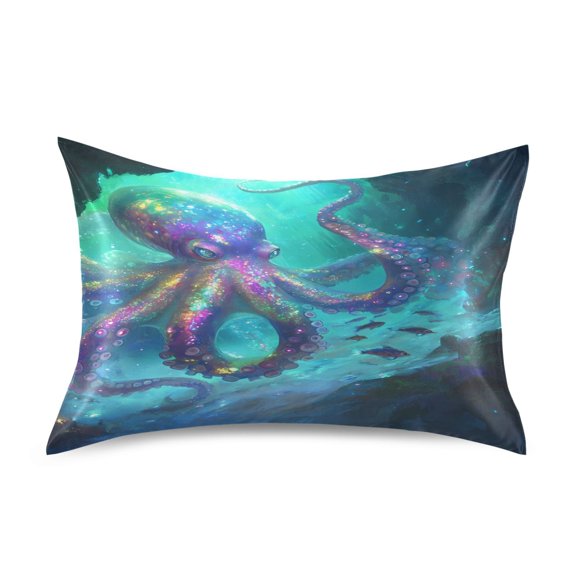 Ryvnso Satin Pillowcase Magic Octopus Sea Pillow Cases Standard Size 30x20in