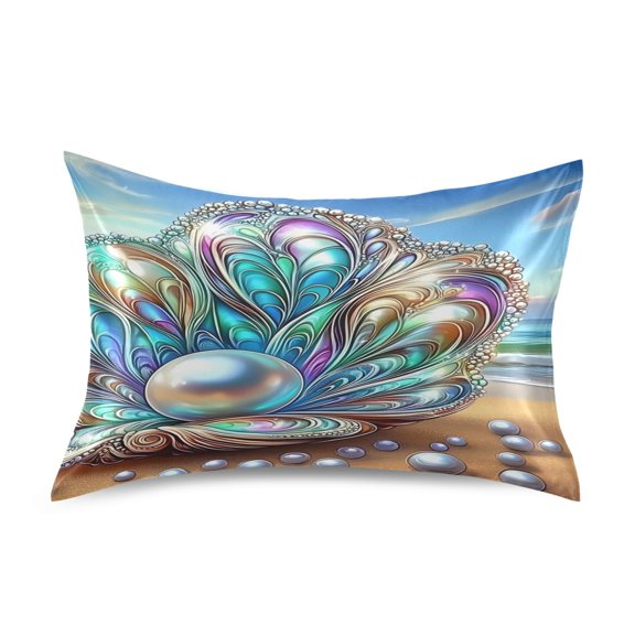 Ryvnso Satin Pillowcase Magic Shells on Beach Pillow Cases Standard Size 30x20in