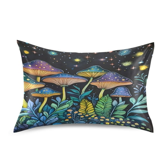 Ryvnso Satin Pillowcase Mushroom Forest Pillow Cases Standard Size 30x20in