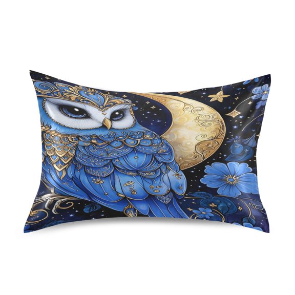 Ryvnso Satin Pillowcase Owl Bloom Flower Pillow Cases Standard Size 26x20in