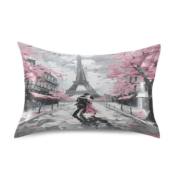 Ryvnso Satin Pillowcase Paris Street Paint Pillow Cases Standard Size 26x20in