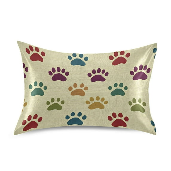 Ryvnso Satin Pillowcase Paw Print Pillow Cases Standard Size 26x20in
