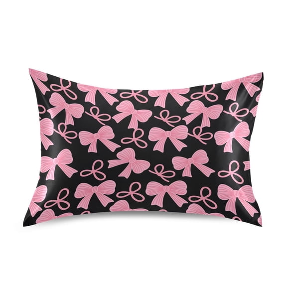 Ryvnso Satin Pillowcase Pink Bows Pillow Cases Standard Size 26x20in
