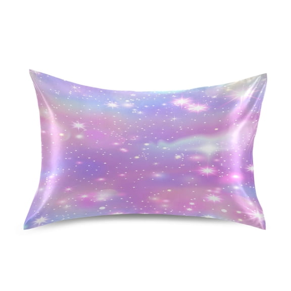 Ryvnso Satin Pillowcase Pink Sky with Stars Pillow Cases Standard Size 30x20in