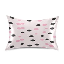 Ryvnso Satin Pillowcase Pink and Black Polka Dots Pillow Cases Standard Size 26x20in