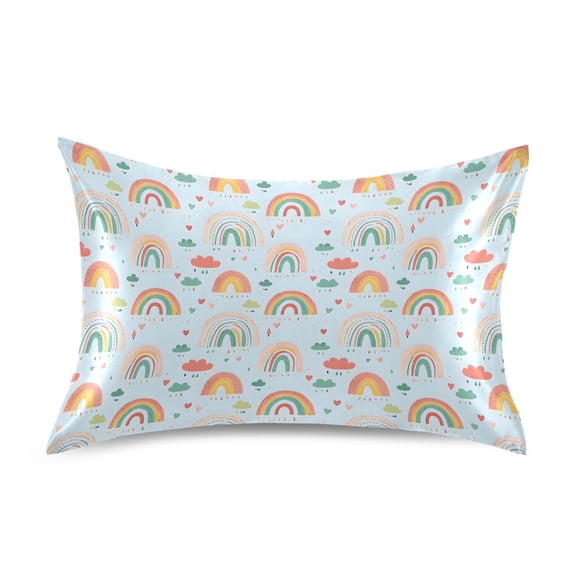 Ryvnso Satin Pillowcase Rainbow Cartoon Cloud Pillow Cases Standard Size 30x20in