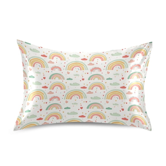 Ryvnso Satin Pillowcase Rainbow Cartoon Clouds Pillow Cases Standard Size 30x20in