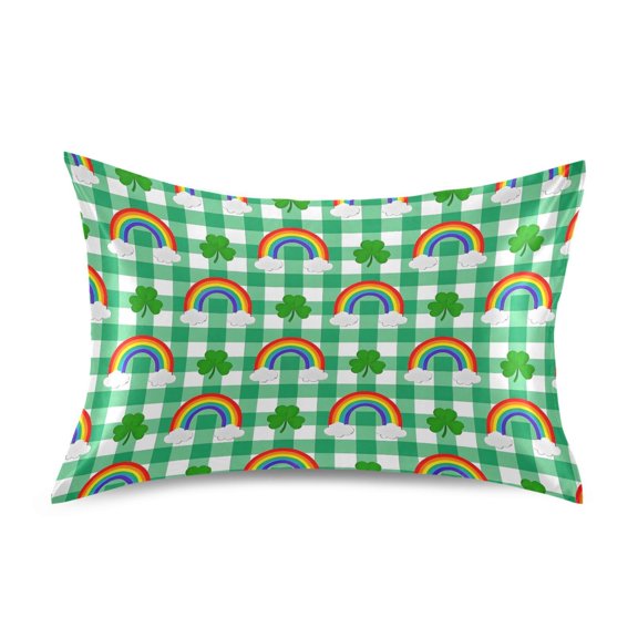Ryvnso Satin Pillowcase Rainbow on Checkered Pillow Cases Standard Size 26x20in