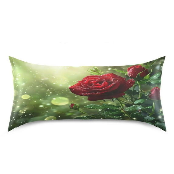 Ryvnso Satin Pillowcase Red Roses Flowers Pillow Cases Standard Size 40x20in