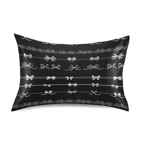 Ryvnso Satin Pillowcase Romantic Bows Pillow Cases Standard Size 26x20in