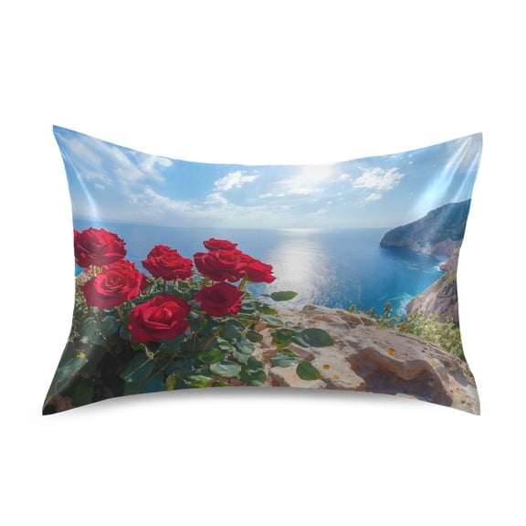 Ryvnso Satin Pillowcase Roses Ocean Pillow Cases Standard Size 26x20in