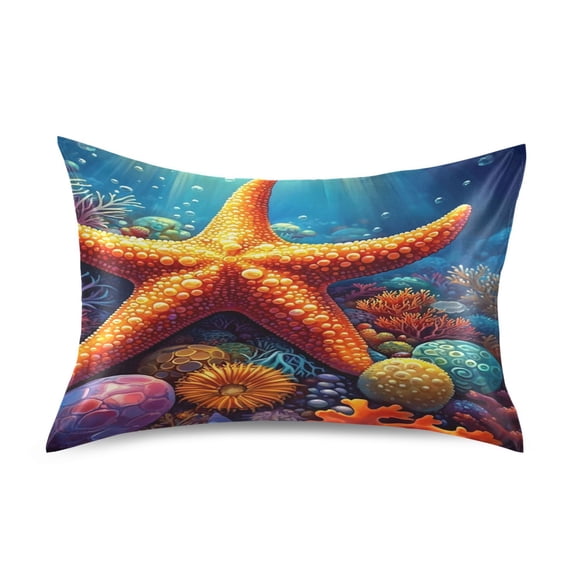 Ryvnso Satin Pillowcase Starfish in Ocean Pillow Cases Standard Size 30x20in