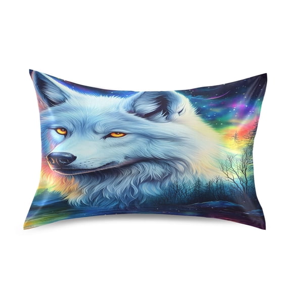 Ryvnso Satin Pillowcase Starry with Wolf Pillow Cases Standard Size 26x20in