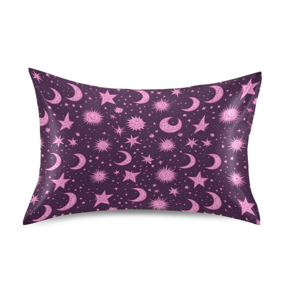 Ryvnso Satin Pillowcase Stars Boho Moon Pillow Cases Standard Size 26x20in