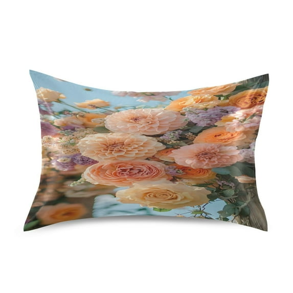 Ryvnso Satin Pillowcase Summer Flower Pillow Cases Standard Size 30x20in